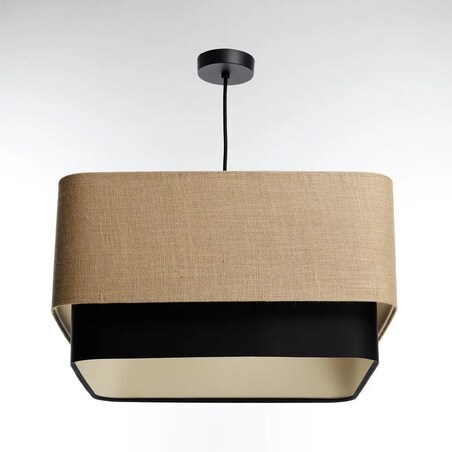 Lampa wisząca KWADRO DUO 005 51x47cm jutowa/czarna