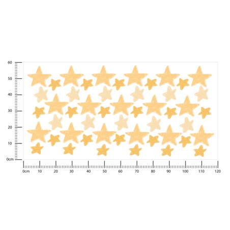 Naklejki Na Ścianę GWIAZDY Żółte Gwiazdeczki Komiks Dla Dzieci ZESTAW 120x60cm