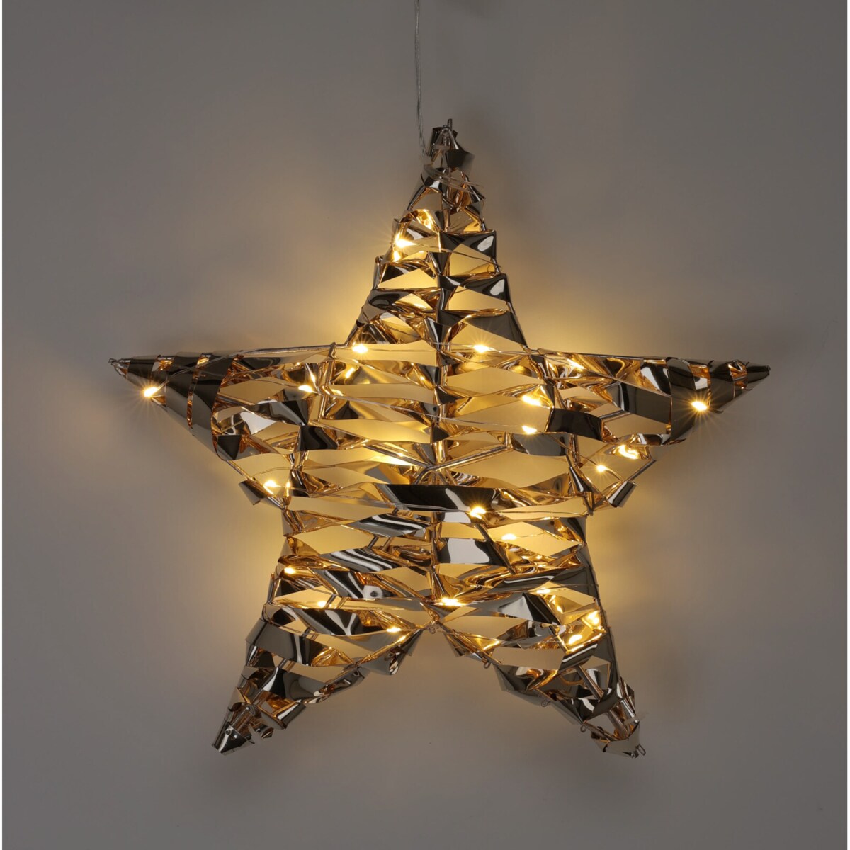 Wisząca dekoracja świetlna w kształcie gwiazdy, 30 cm, LED, na baterie, kolor złoty