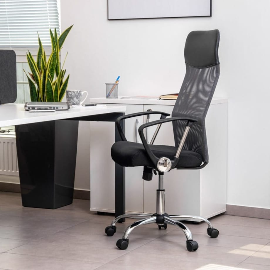 ERGONOMICZNY FOTEL OBROTOWY - SZARO-CZARNY