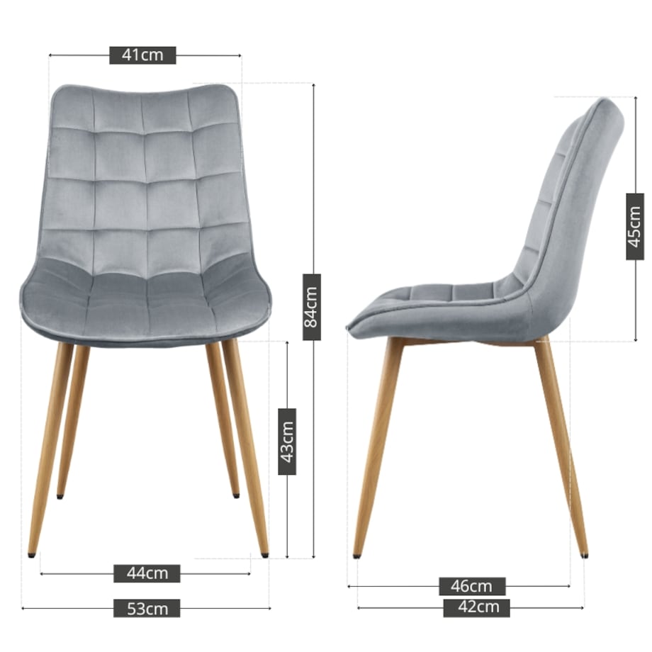 Krzesło tapicerowane do salonu jadalni pikowane welurowe szare