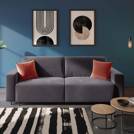 Hesto 3-osobowa rozkładana sofa - antracytowa