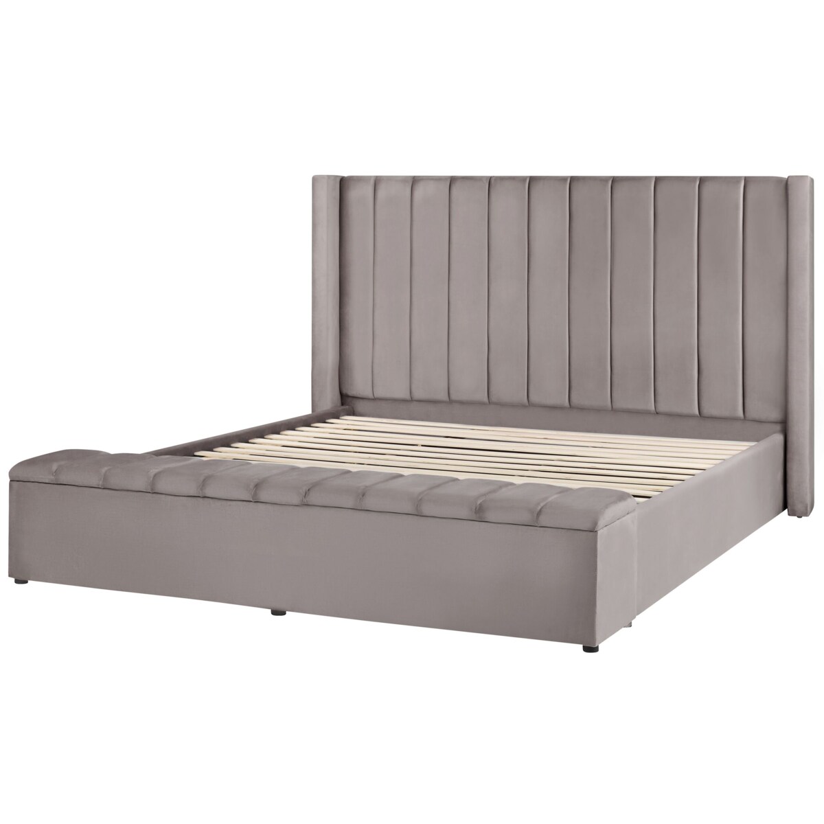 Łóżko wodne welurowe z ławką 180 x 200 cm szare NOYERS