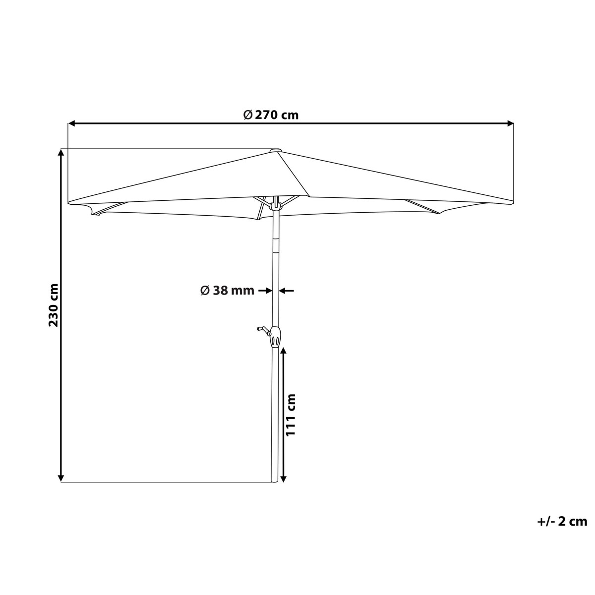 Parasol ogrodowy 270 cm VARESE Ciemnoszary