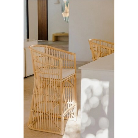 Krzesło barowe rattanowe z poduszką Isabel