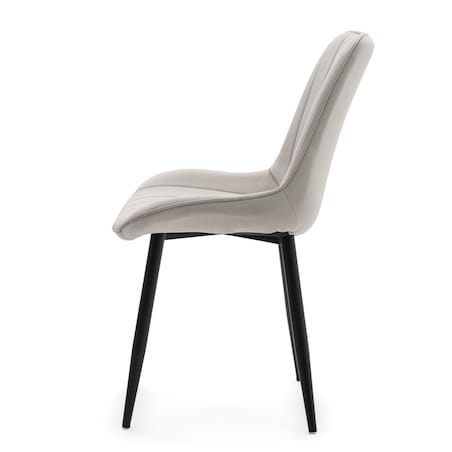 Krzesło welurowe tapicerowane ELVA szare do salonu jadalni na czarnych nogach