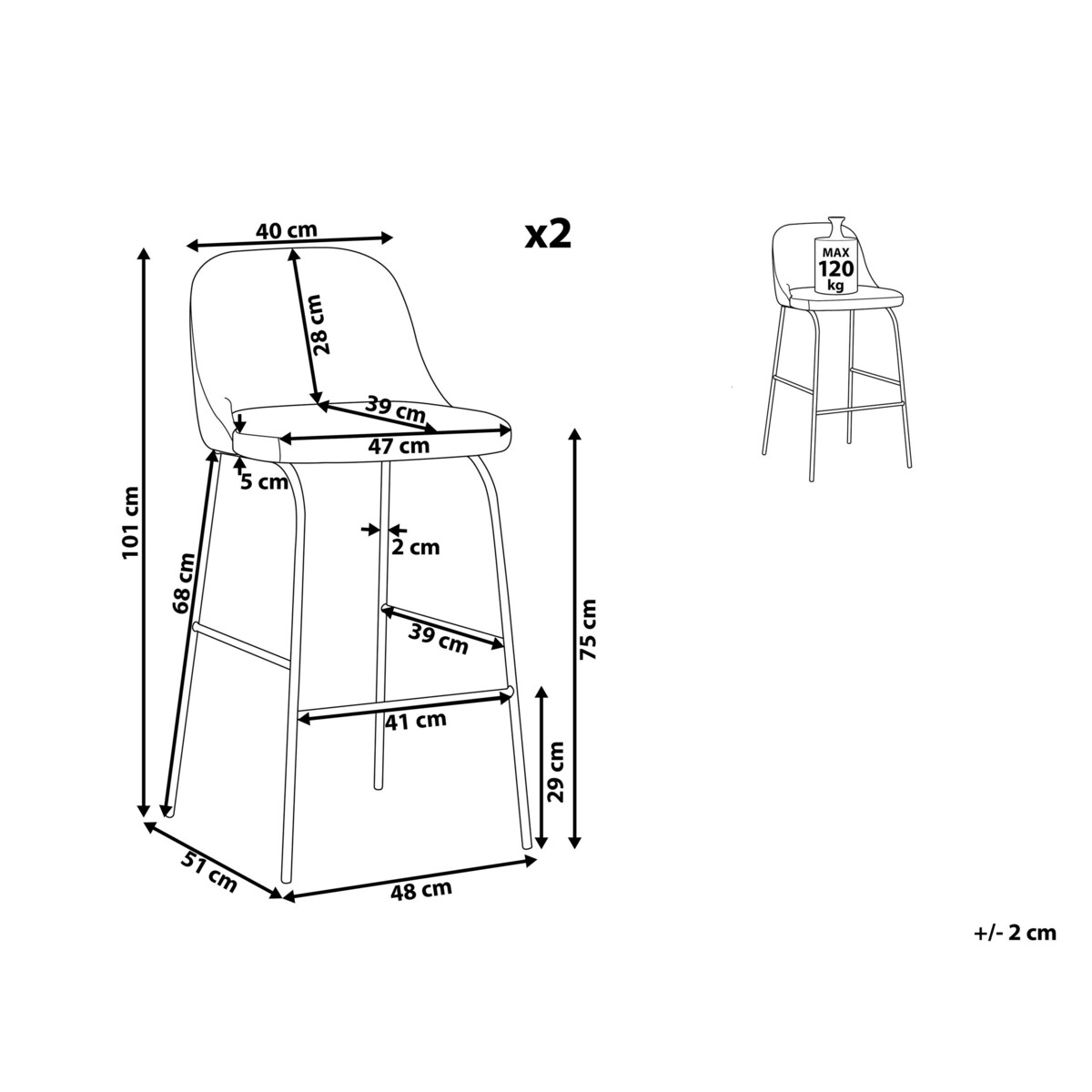 Zestaw 2 krzeseł barowych welurowy różowy NEKOMA