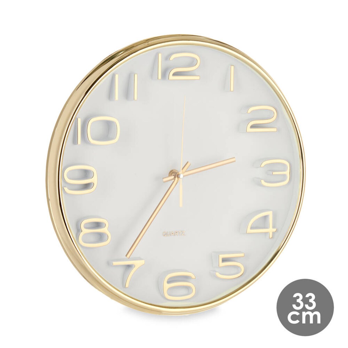 Zegar ścienny złoty, czytelna tarcza, CHAMPAGNE, Ø 33 cm