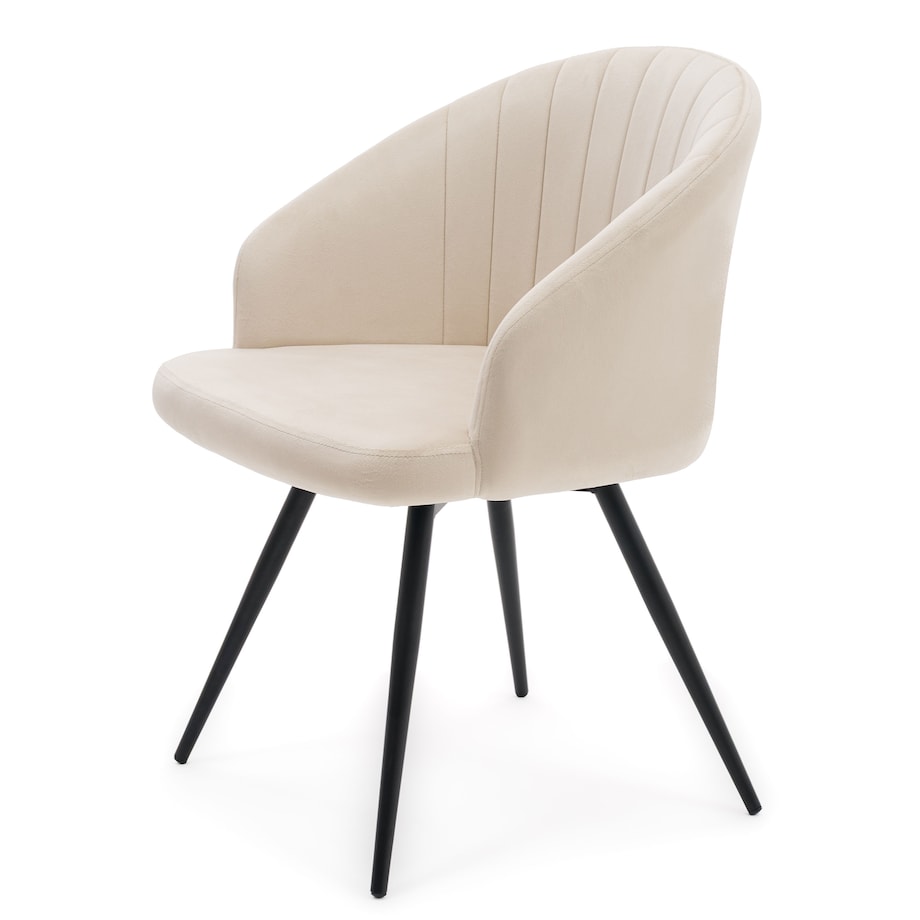 Krzesło tapicerowane obrotowe welurowe do salonu MODENA beżowe