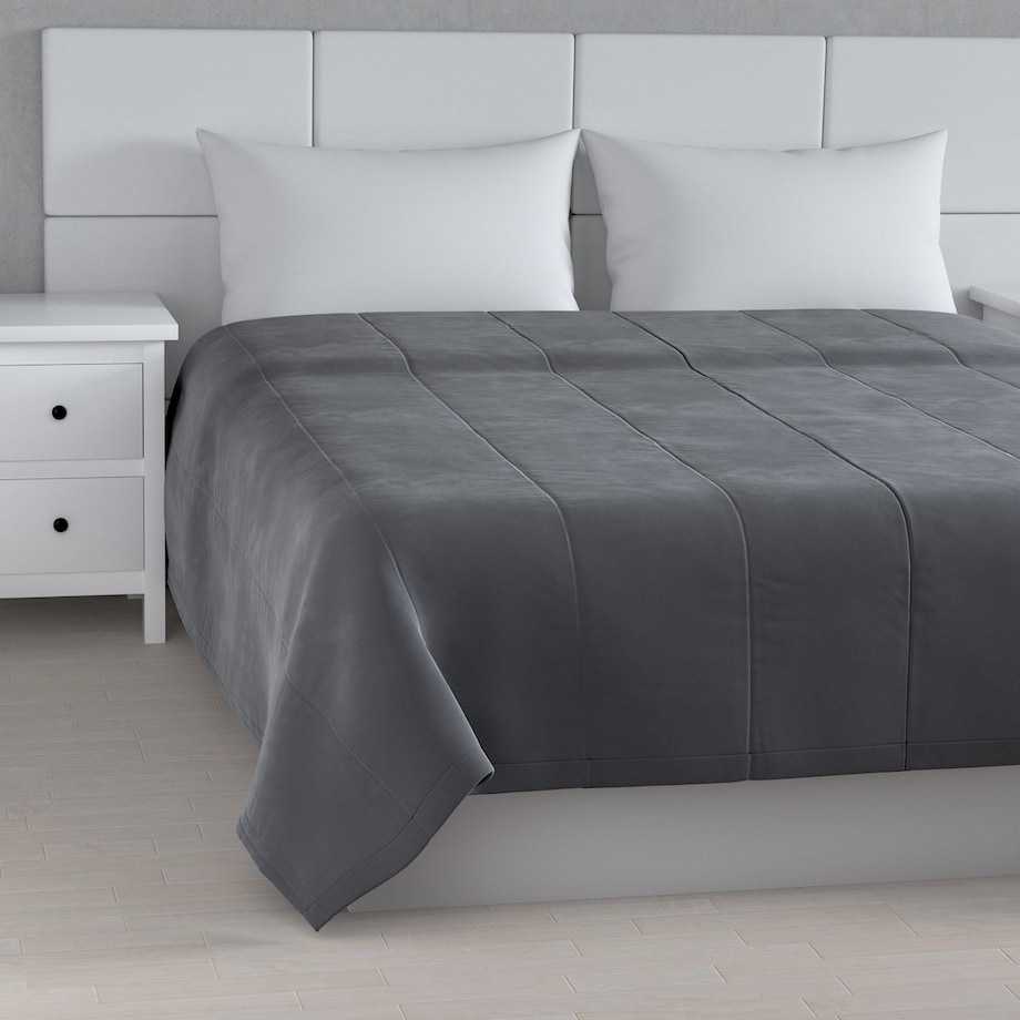 Narzuta pikowana w pasy Velvet 260x210 grafitowy szary