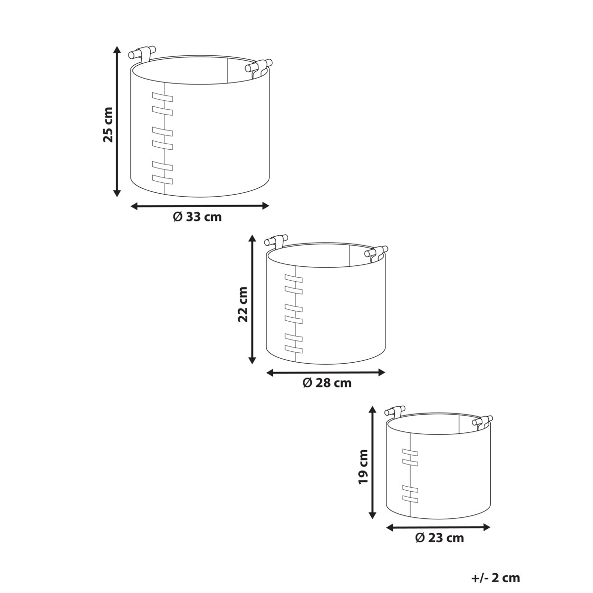 Zestaw 3 koszy z ekoskóry beżowy ARAM
