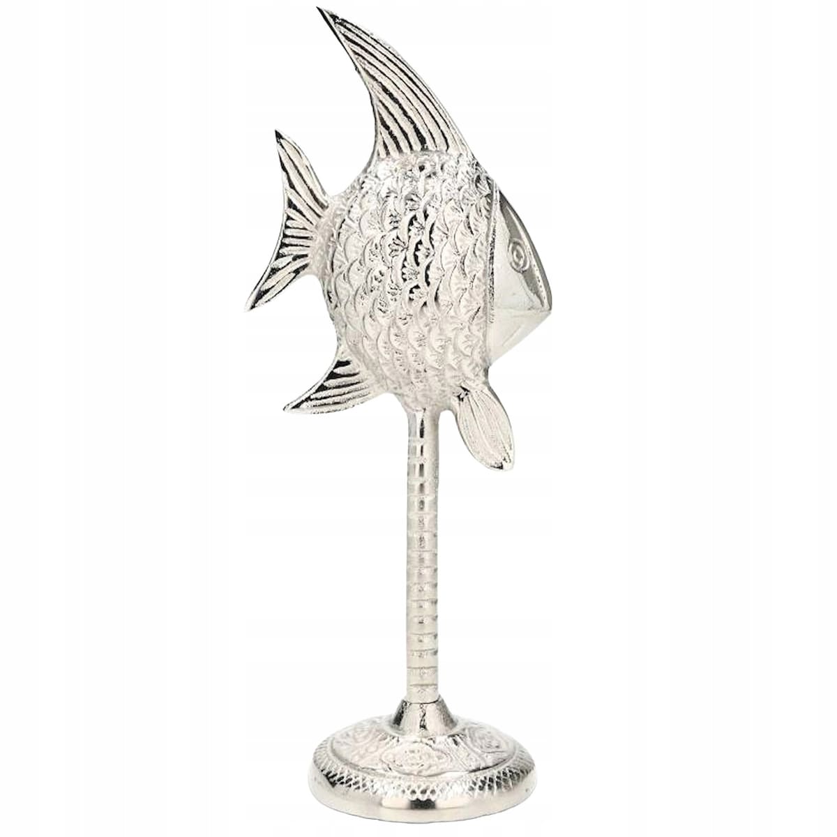 FIGURKA RYBA MARYNISTYKA LOFT BOHO SREBRNA DEKORACYJNA SKANDYNAWSKA DO DOMU