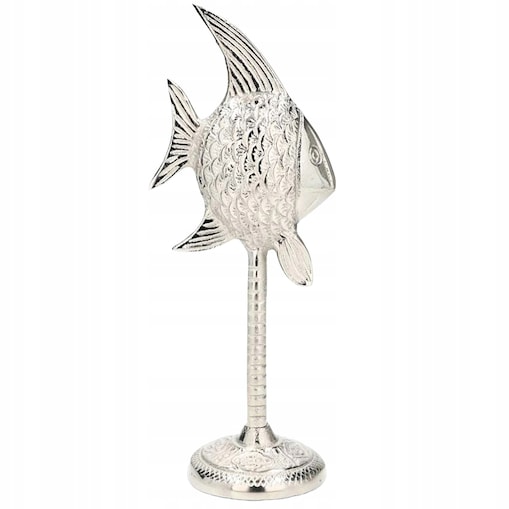 FIGURKA RYBA MARYNISTYKA LOFT BOHO SREBRNA DEKORACYJNA SKANDYNAWSKA DO DOMU