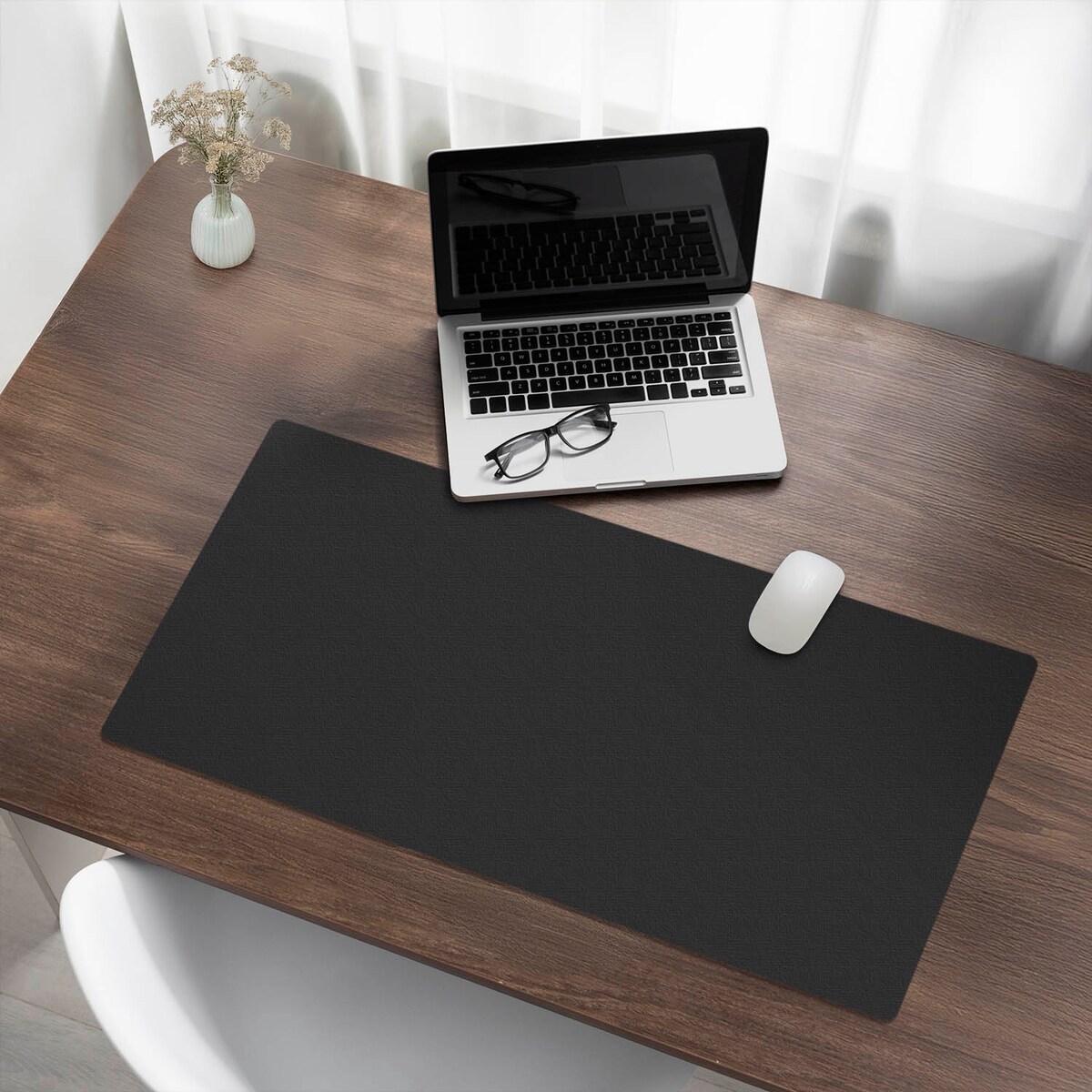 Czarna mata na biurko Kolor Ciemny grafitowy, 90x45 cm