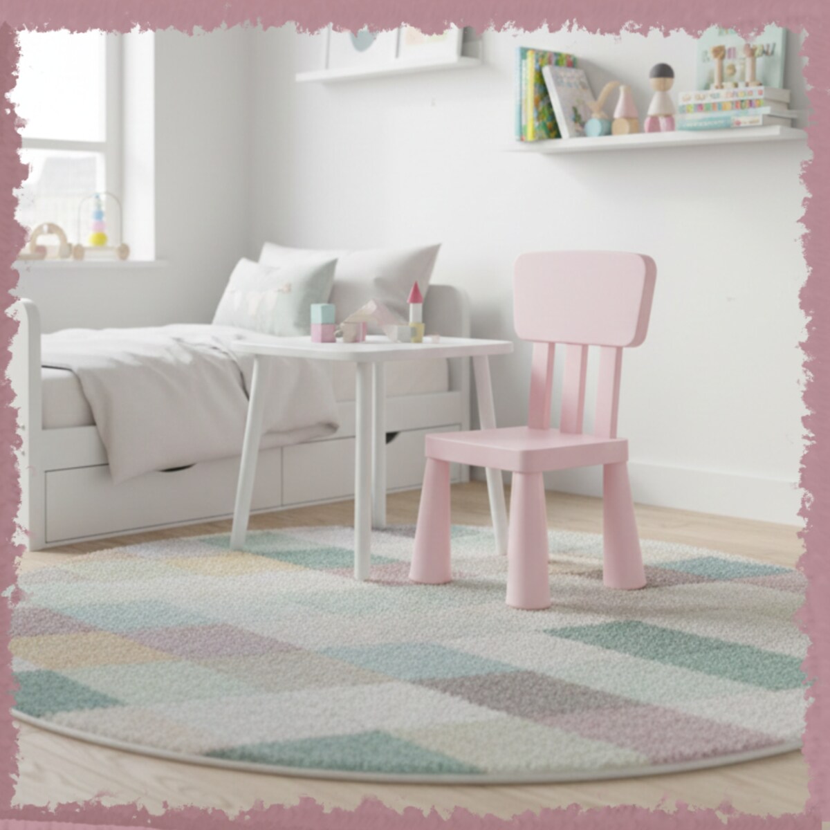 Krzesełko dla dzieci plastikowe z oparciem wygodne do pokoju różowe