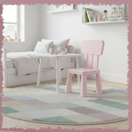 Krzesełko dla dzieci plastikowe z oparciem wygodne do pokoju różowe