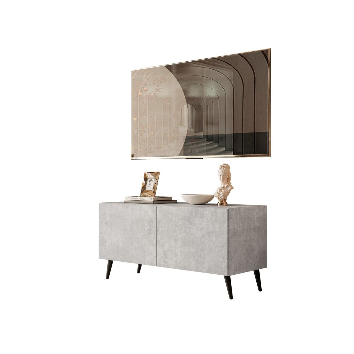 Szafka RTV COLGANTE 100 beton czarne nóżki