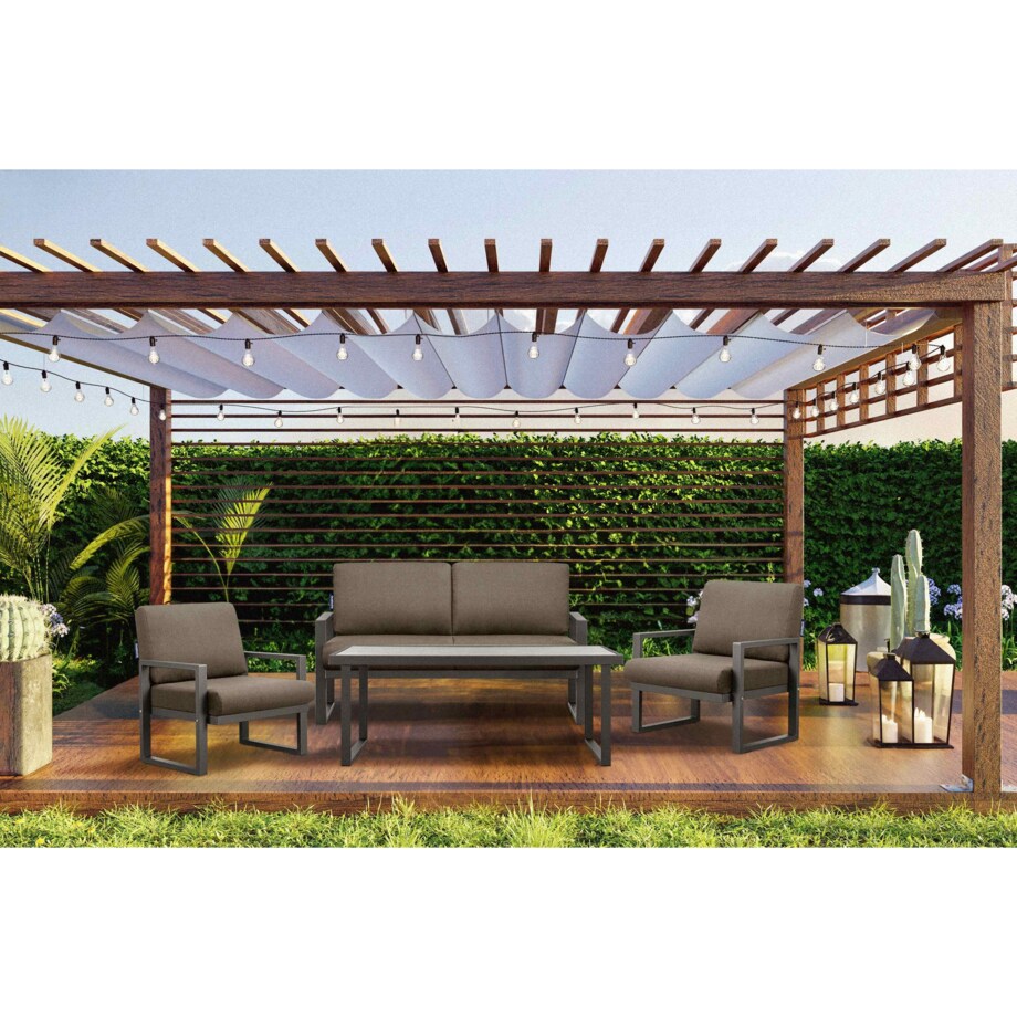 KONSIMO FRENA Antracytowy stalowy stół ogrodowy w stylu loftu