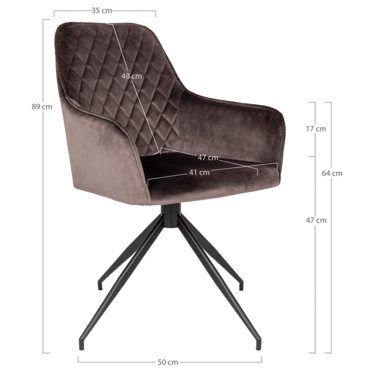 House Nordic Krzesło stołowe Ava, obrotowe, szarobrązowe