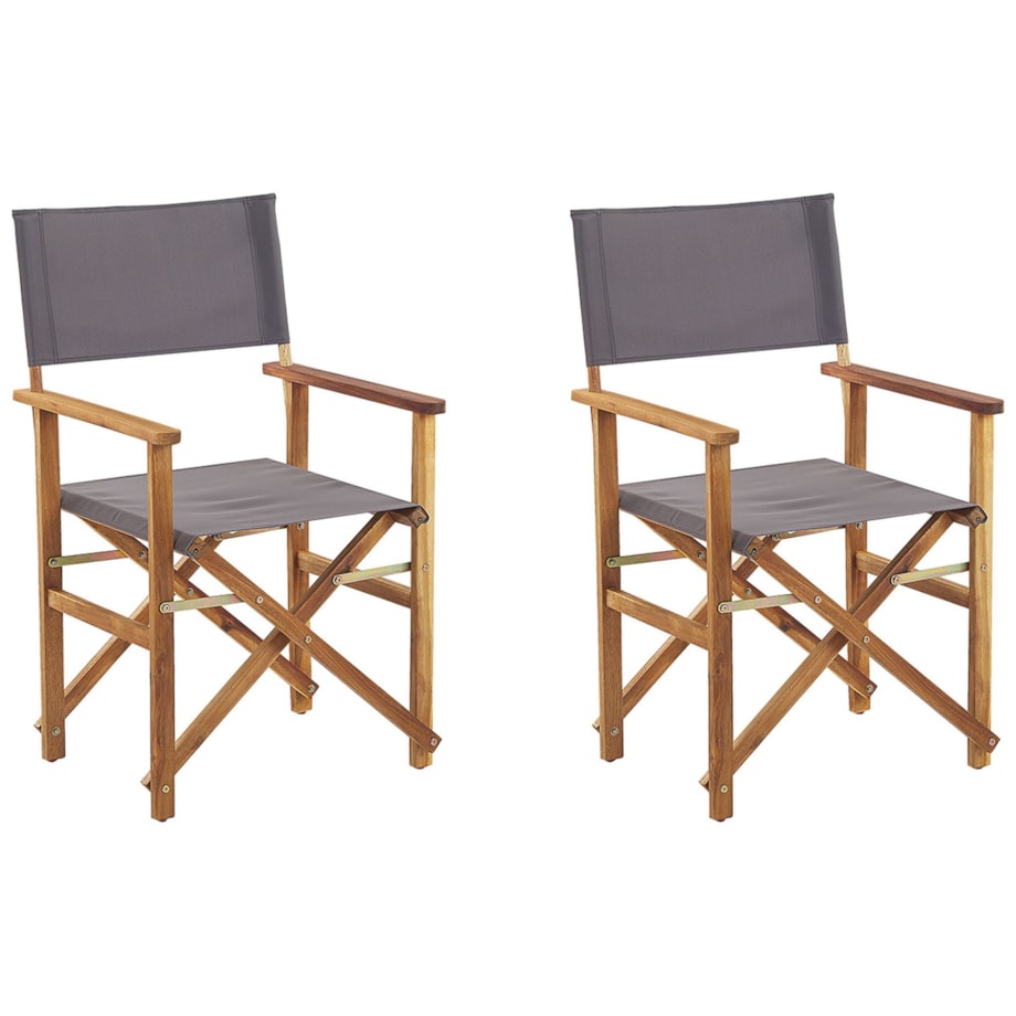 Zestaw 2 krzeseł ogrodowych akacjowy jasne drewno z szarym CINE