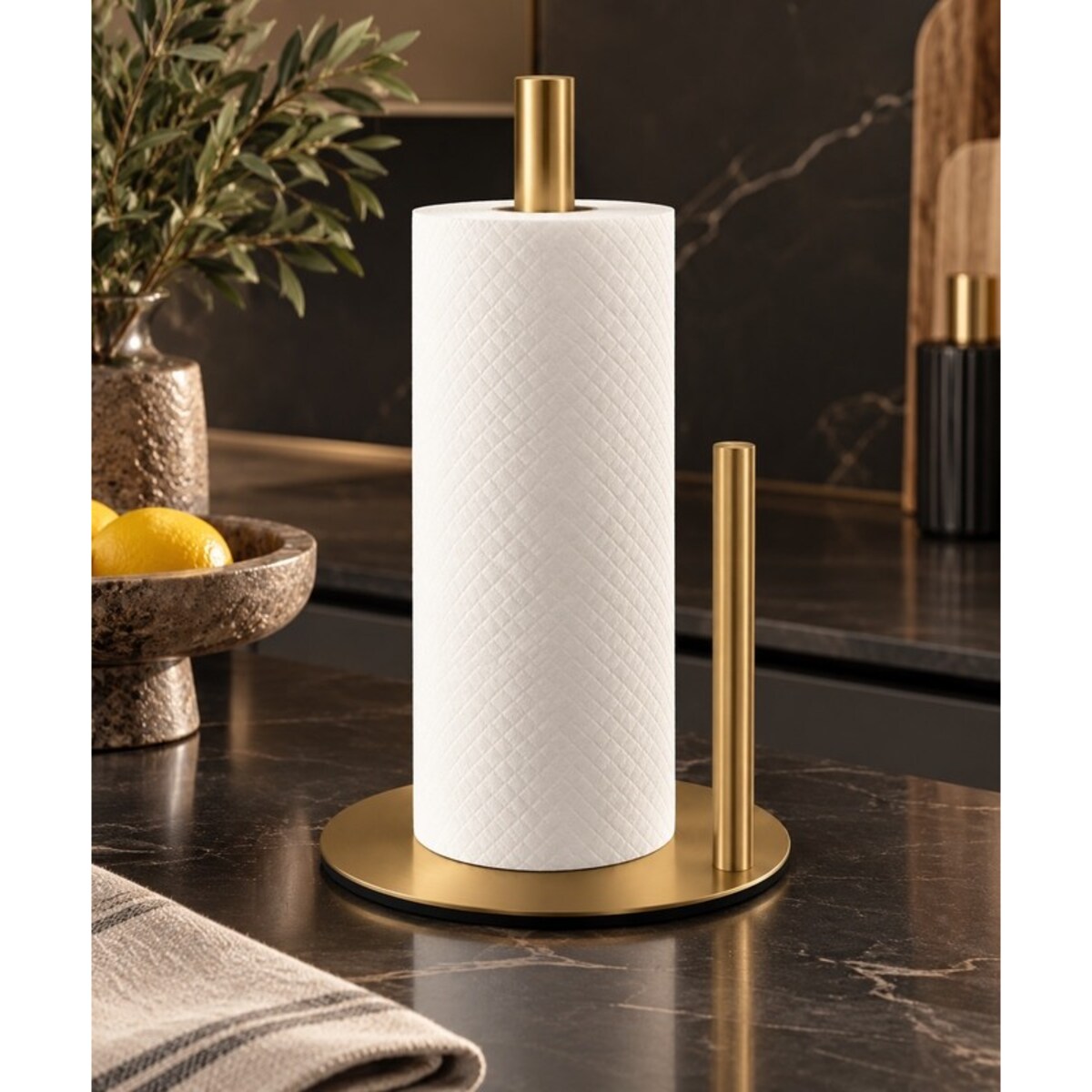 Stojak na ręcznik papierowy SHP DARWIN złoty metalowy 30 cm