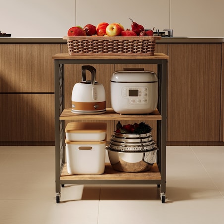 Szafka mobilna na kółkach ciemny brąz loft stolik wózek kuchenny 60 cm