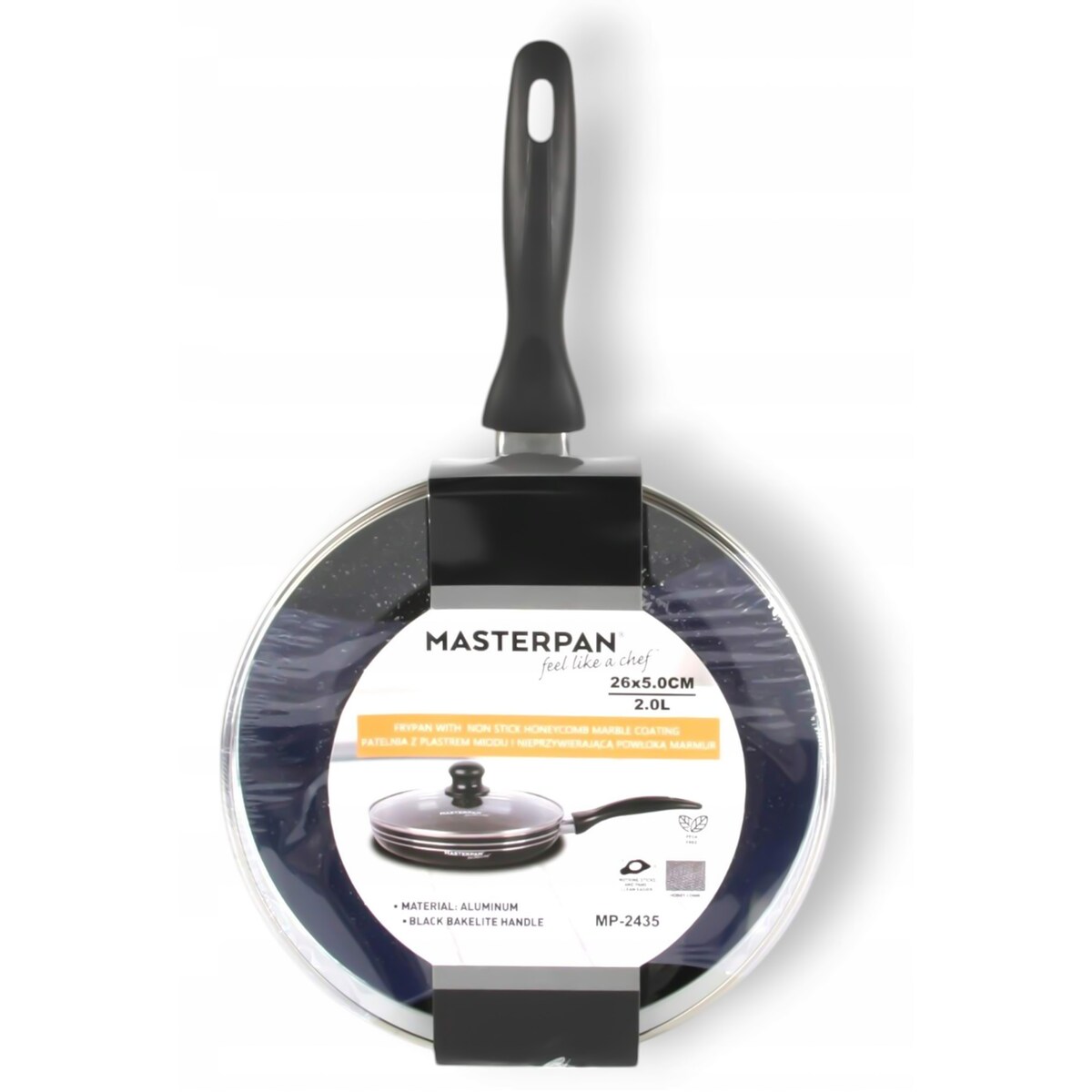 Patelnia Granitowa Pokrywka 26 Cm Plaster Miodu Indukcja Gaz 2.0L Wysoka 5.0