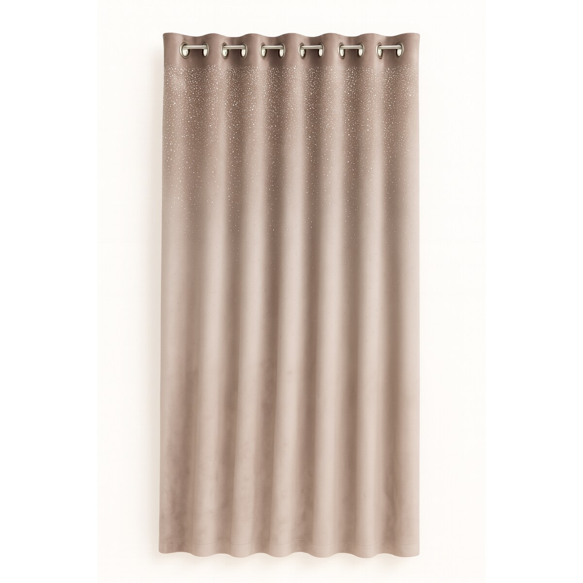 Zasłona welurowa "metor" z błyszczącą aplikacją od góry 140x250 cm przelotki | beż