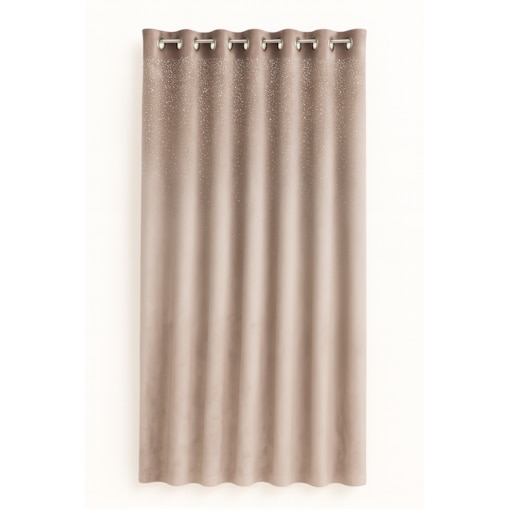 Zasłona welurowa "metor" z błyszczącą aplikacją od góry 140x250 cm przelotki | beż