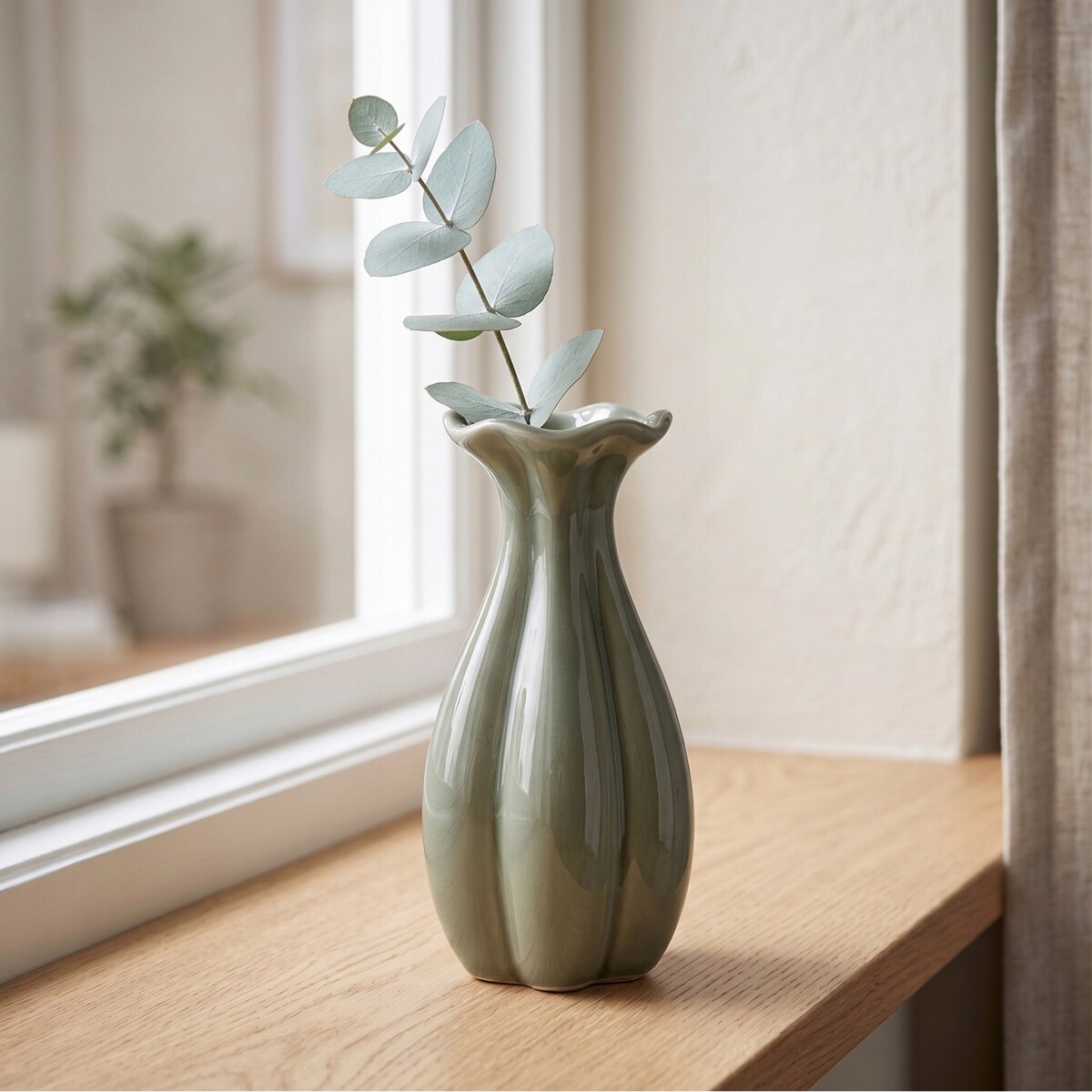 MAŁY WAZONIK WAZON NA GAŁĄZKĘ RÓŻĘ KWIATY SZKLANY CERAMICZNY ZIELONY 15cm