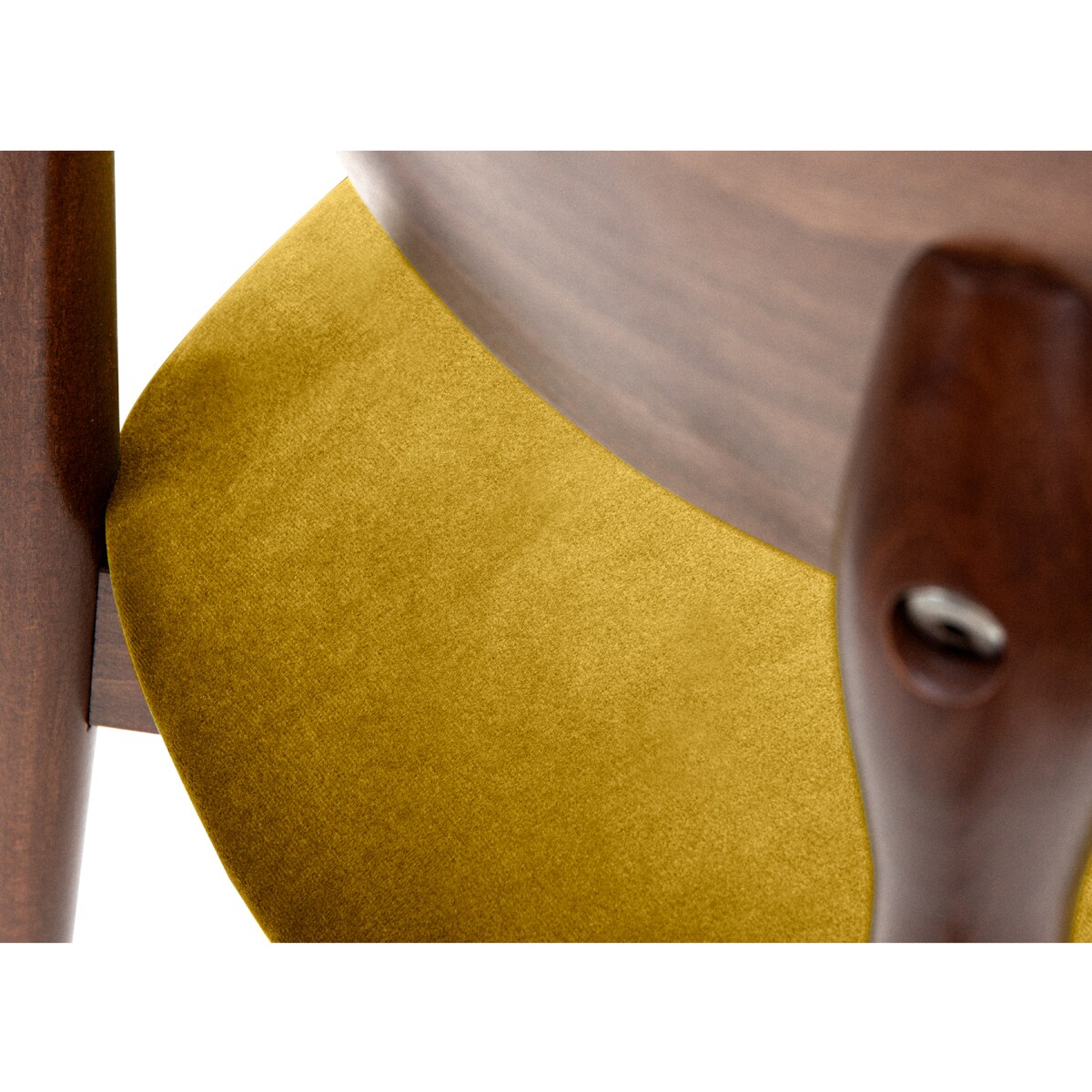 KONSIMO RABI drewniane krzesło orzech żółty welur
