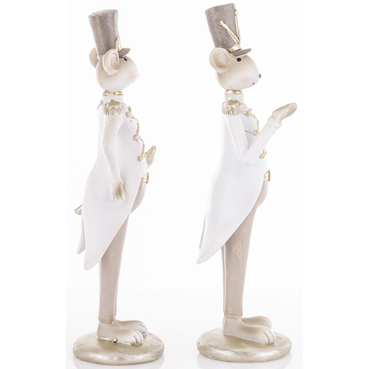 Dekoracja - para myszek we frakach i cylindrach 21,5x7x6 cm GRIGIO