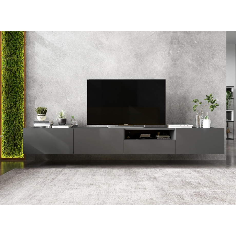 Szafka RTV Loft Wisząca Grafit MAT Komoda RTV Szuflada 240 cm