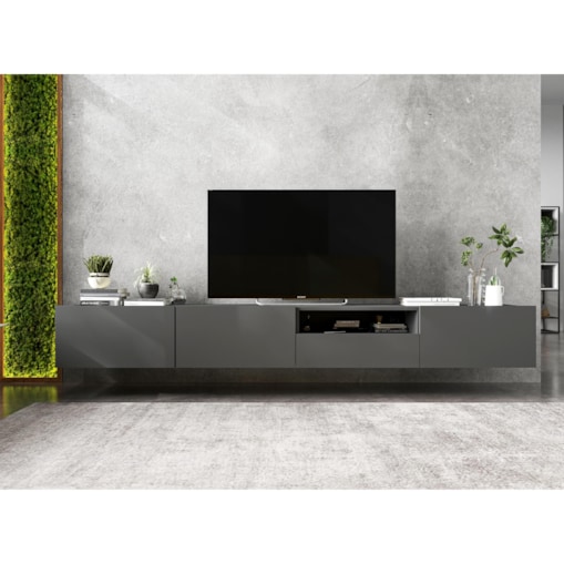 Szafka RTV Loft Wisząca Grafit MAT Komoda RTV Szuflada 240 cm