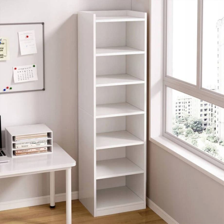 Biały regał stojący na książki półki wysoki skandynawski słupek szafa 180cm