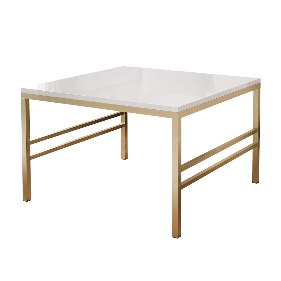 Stolik kawowy BIAŁY POŁYSK blat, ZŁOTY stelaż 60cm FORMA
