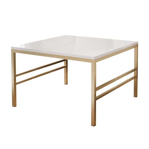 Stolik kawowy BIAŁY POŁYSK blat, ZŁOTY stelaż 60cm FORMA