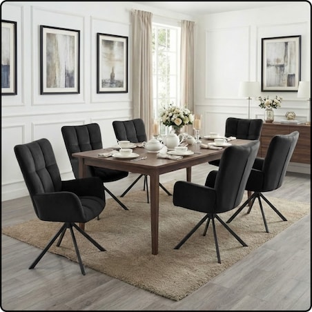 Krzesło tapicerowane obrotowe 180 do salonu jadalni nowoczesne welurowe czarny