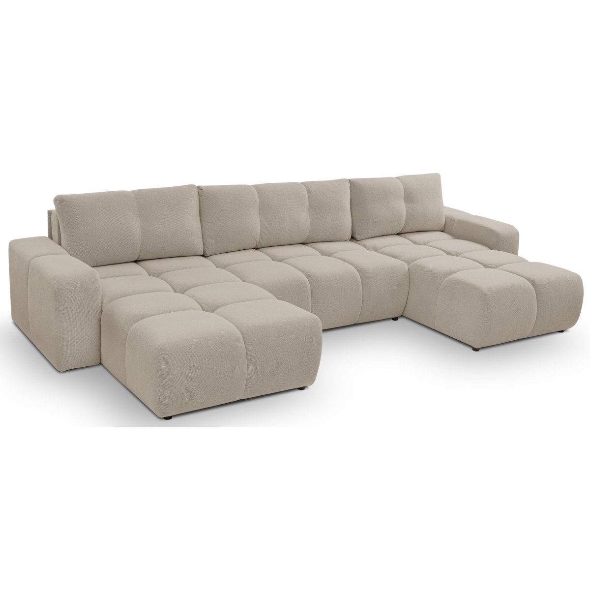 Nowoczesny Narożnik U SOHI z funkcją spania, Curio 11 - Ciemny beż