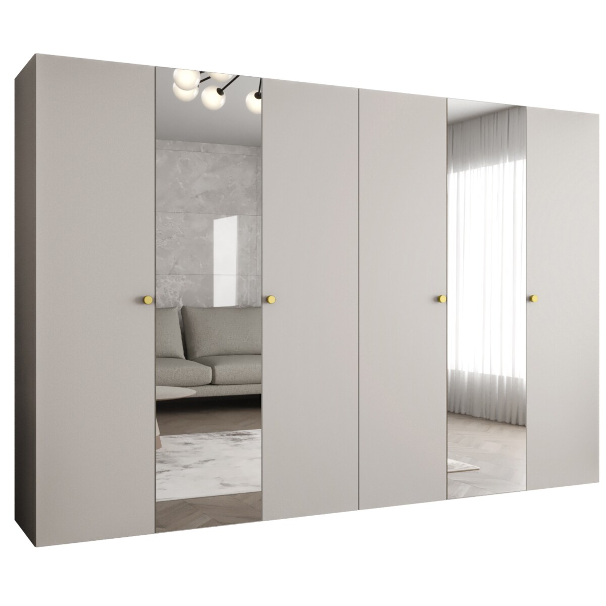 Szafa uchylna otwierana PARMA 2 300 wys. 202 cm Kaszmir + u. Złoty