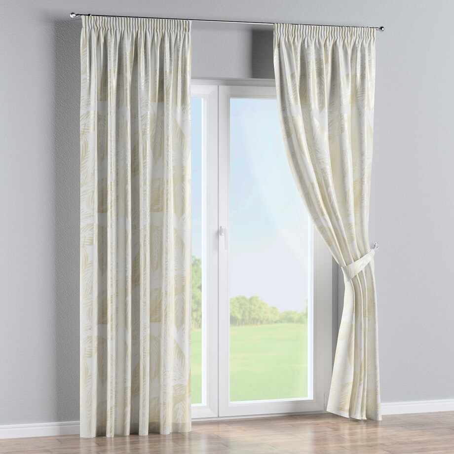 Zasłona na taśmie marszczącej 1 szt. 130x260 ecru liście