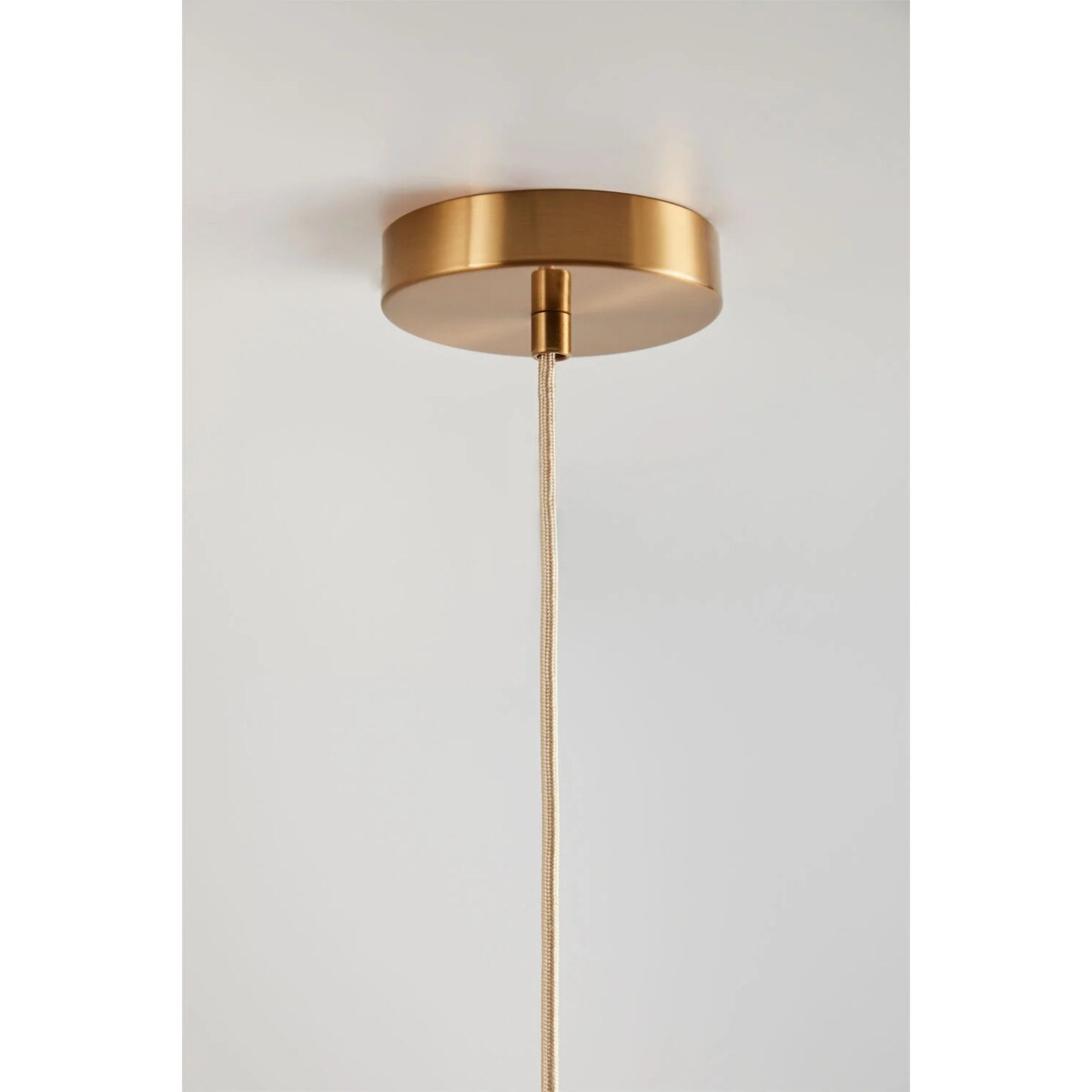 Lampa wisząca z lnu i bawełny, beżowa ze złotem, Vidson Ø50 cm