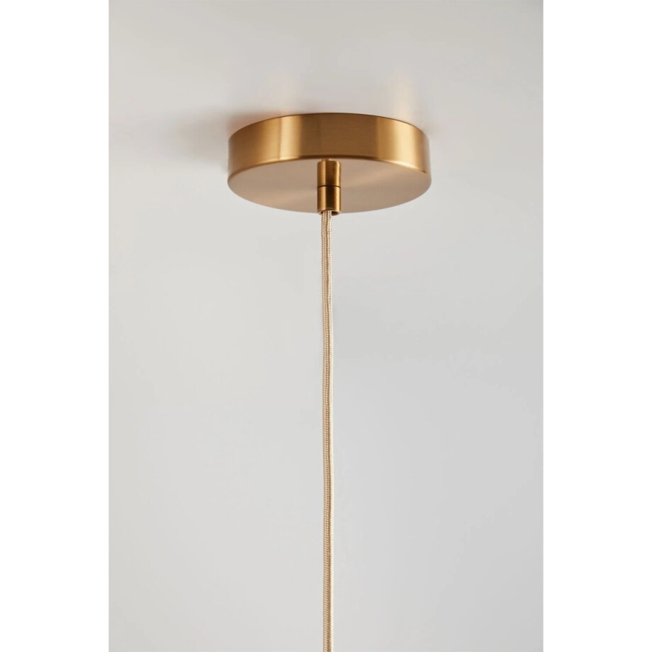 Lampa wisząca z lnu i bawełny, beżowa ze złotem, Vidson Ø50 cm