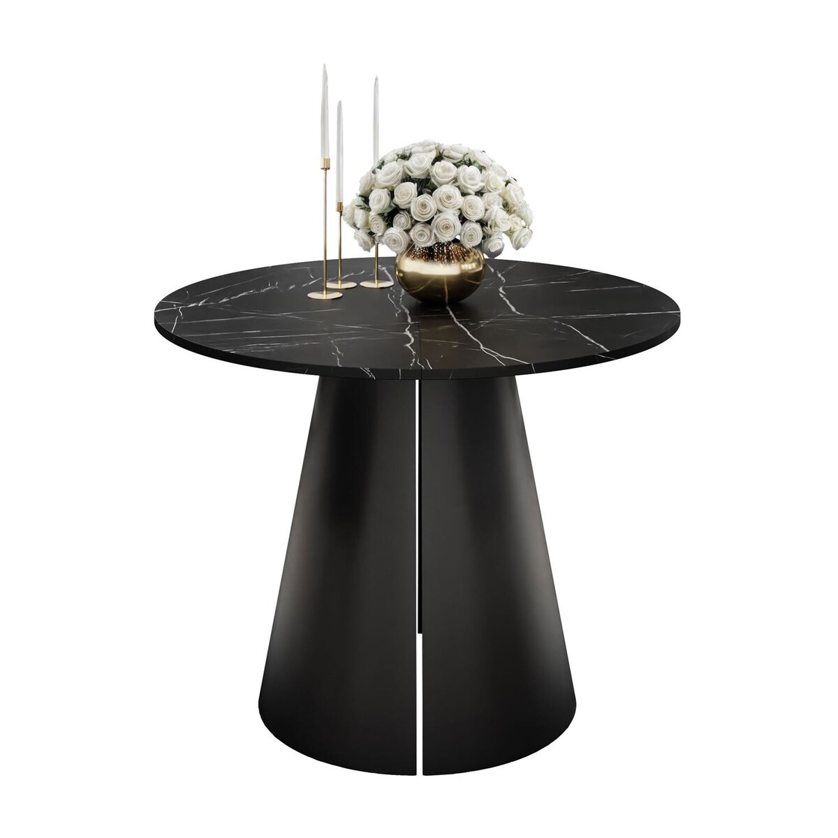 Okrągły stół rozkładany LAVA, średnica 100cm, czarny / Black Pietra Grigia