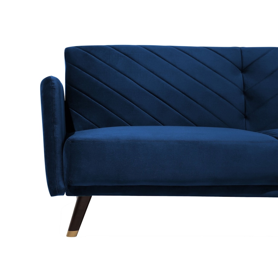 Sofa rozkładana welurowa niebieska SENJA
