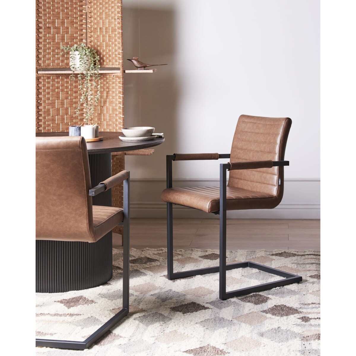 Krzesło konsolowe Zestaw 2 Skóra ekologiczna Brązowy BUFORD