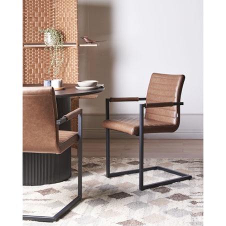 Krzesło konsolowe Zestaw 2 Skóra ekologiczna Brązowy BUFORD