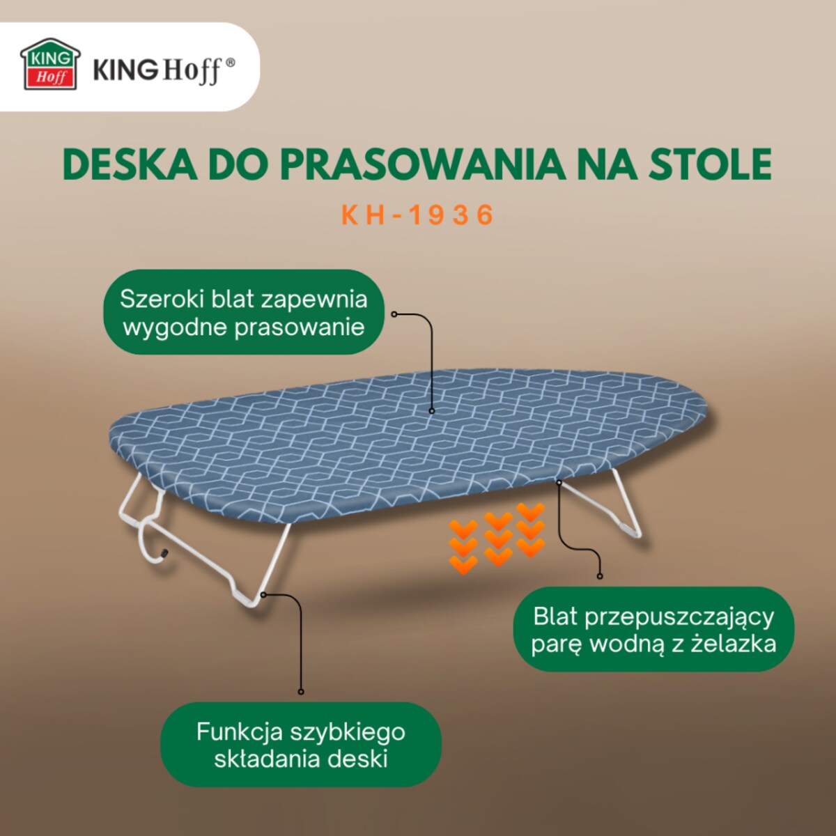 Deska do prasowania stołowa, niebieski, KINGHOFF