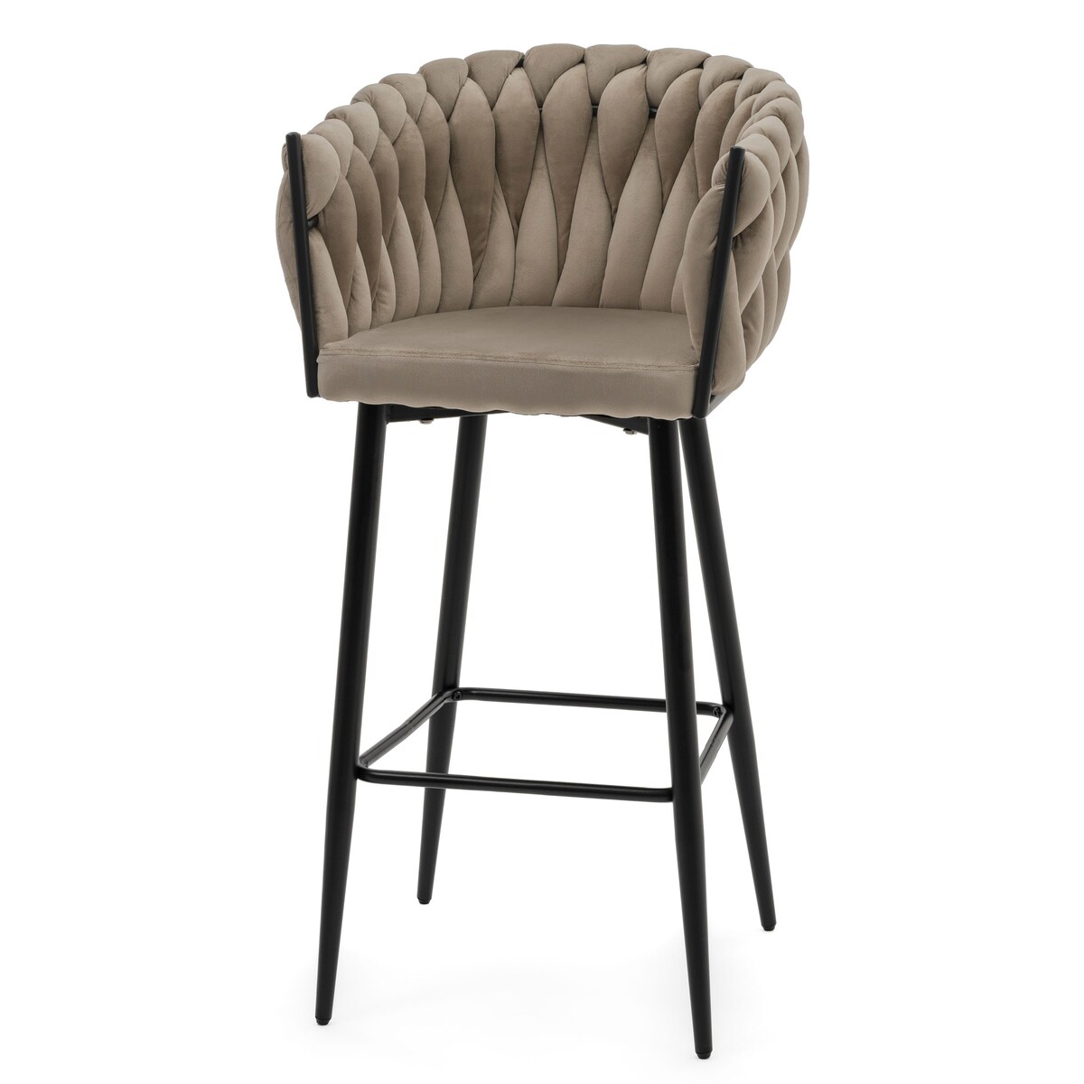 Hoker tapicerowany welurowy pleciony do salonu jadalni barowy glamour LATINA