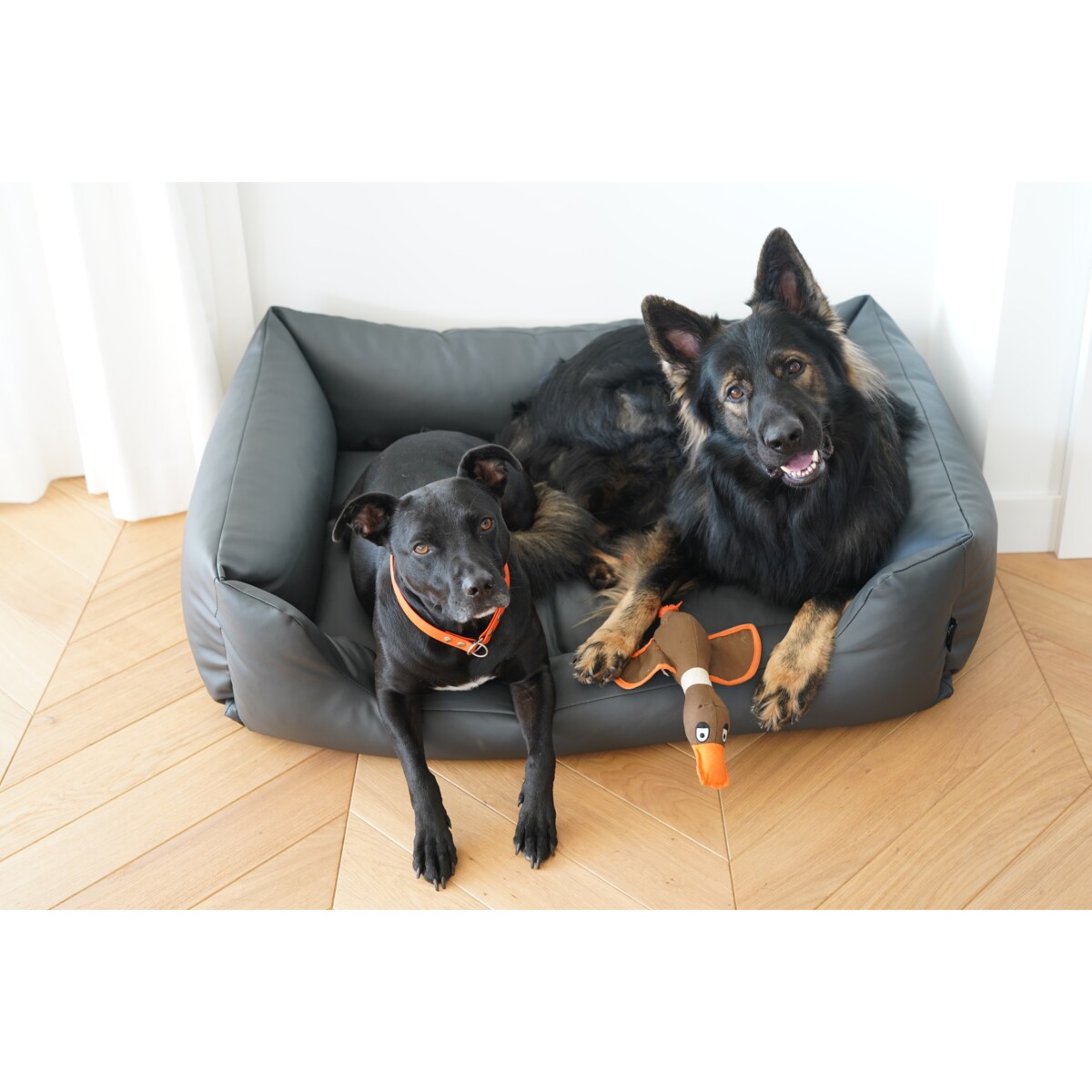 Legowisko dla psa z ekoskóry MARIO, 100x70 cm, Grafit